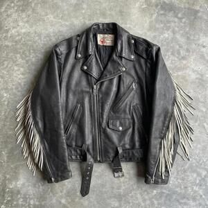 Vintage Fringe Leather Motorcycle Jacket Sears Leather Shop